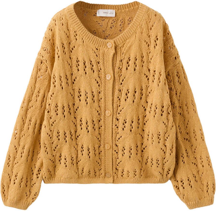 Mango Kids gebreid vest geel
