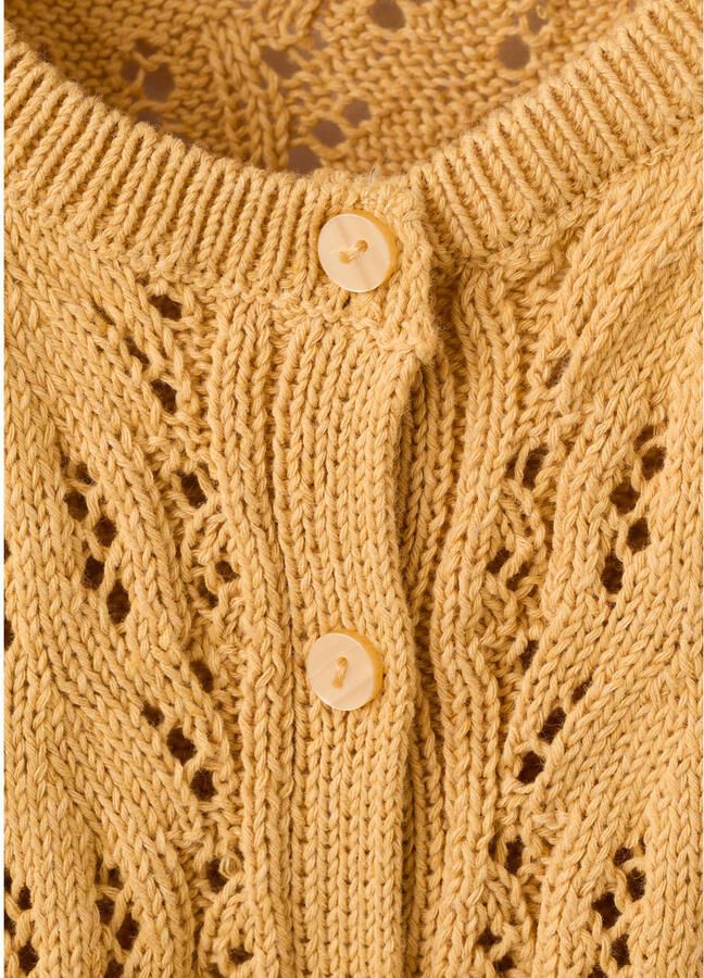 Mango Kids gebreid vest geel - Foto 2
