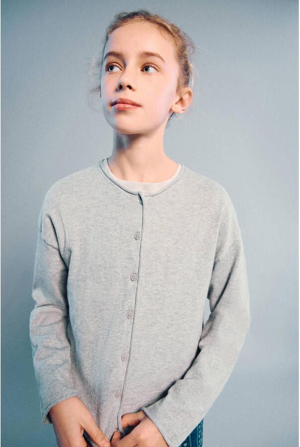 Mango Kids gebreid vest grijs