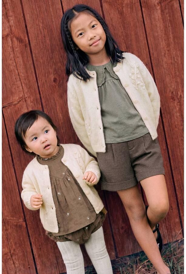 Mango Kids gebreid vest met wol beige Meisjes Acryl Ronde hals Effen - Foto 3