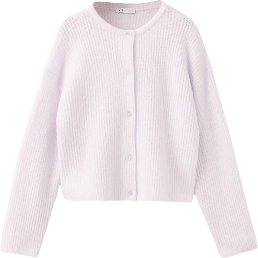 Mango Kids gebreid vest pastelpaars Meisjes Acryl Ronde hals Effen