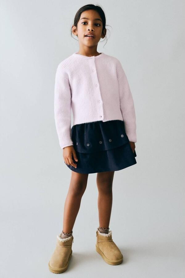 Mango Kids gebreid vest pastelpaars Meisjes Acryl Ronde hals Effen - Foto 2