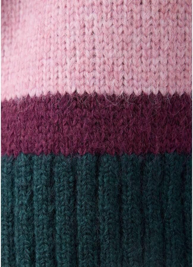 Mango Kids gebreide gestreepte trui donkergroen roze paars Meisjes Acryl Ronde hals - Foto 3