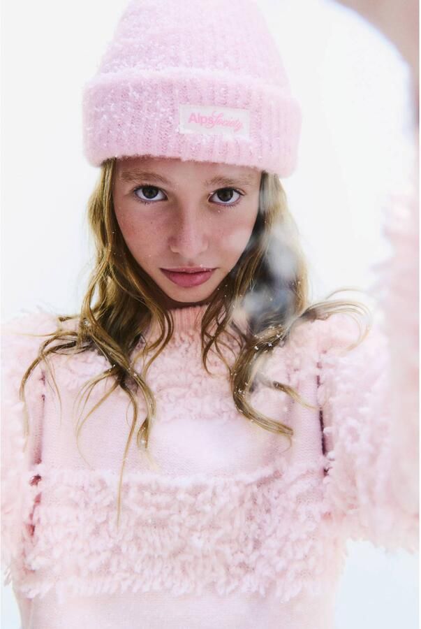 Mango Kids gebreide gestreepte trui lichtroze