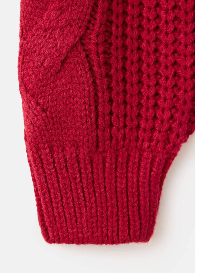 Mango Kids gebreide kabeltrui rood Meisjes Acryl Ronde hals Effen - Foto 3