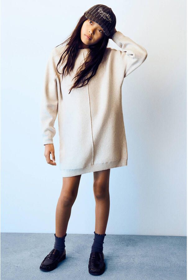 Mango Kids gebreide midi jurk beige - Foto 1