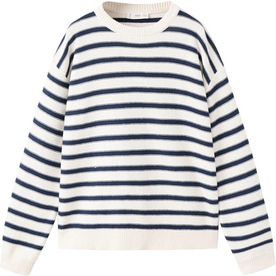 Mango Kids Gebreide pullover met strepen wit donkerblauw
