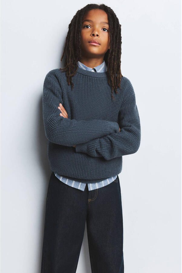 Mango Kids gebreide trui donkerblauw - Foto 3