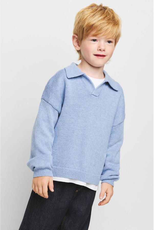 Mango Kids gebreide trui lichtblauw - Foto 2