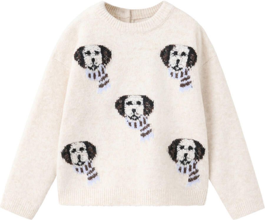 Mango Kids gebreide trui met print beige