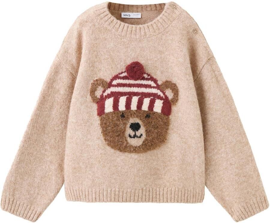Mango Kids gebreide trui met print beige