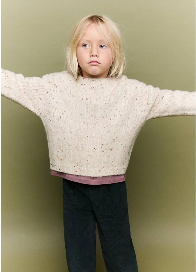 Mango Kids gebreide trui met print beige