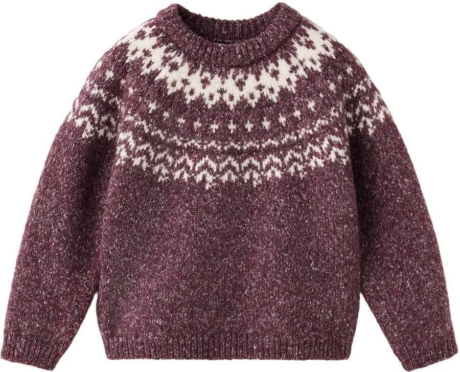 Mango Kids gebreide trui met print donkerrood