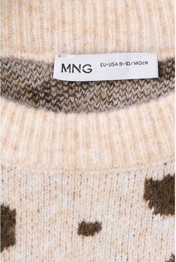 Mango Kids gebreide trui met print en wol beige - Foto 2