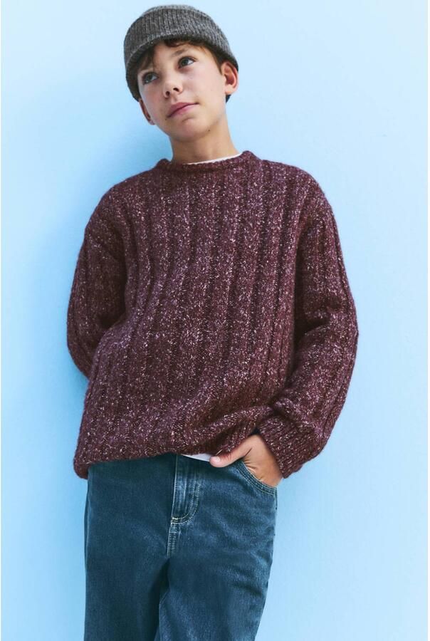 Mango Kids gebreide trui met wol donkerrood