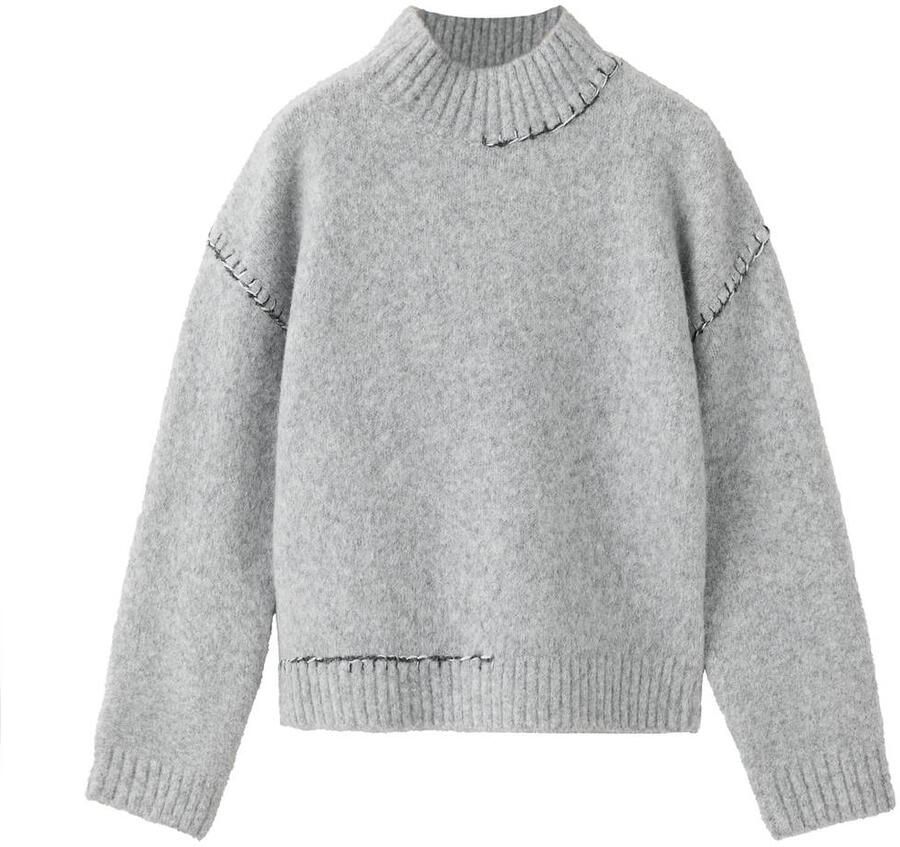 Mango Kids gebreide trui met wol grijs Effen
