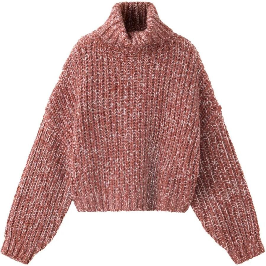 Mango Kids gebreide trui met wol middenoranje Meisjes Acryl Col Effen
