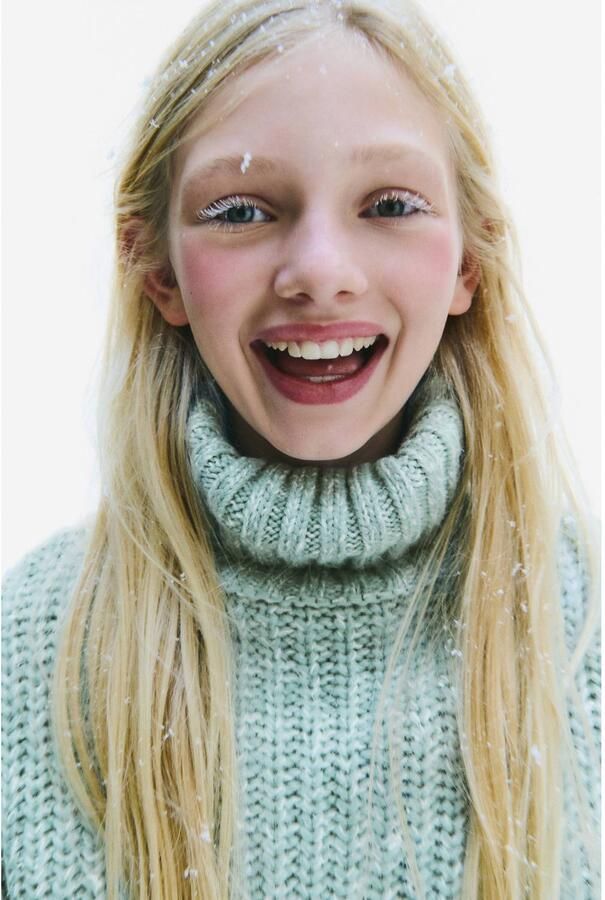 Mango Kids gebreide trui met wol turquoise - Foto 2