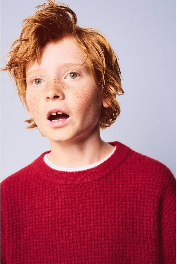 Mango Kids gebreide trui rood Jongens Acryl Ronde hals Effen - Foto 2