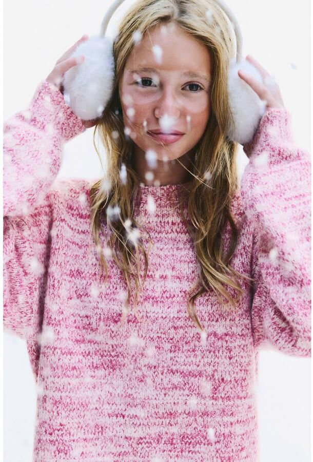 Mango Kids gebreide trui roze - Foto 3