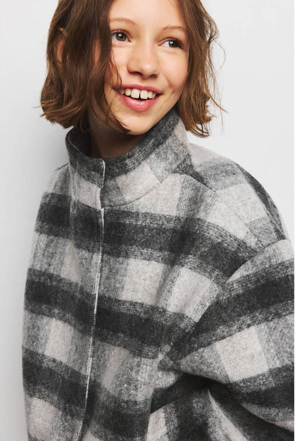 Mango Kids geruit bomberjack grijs - Foto 3