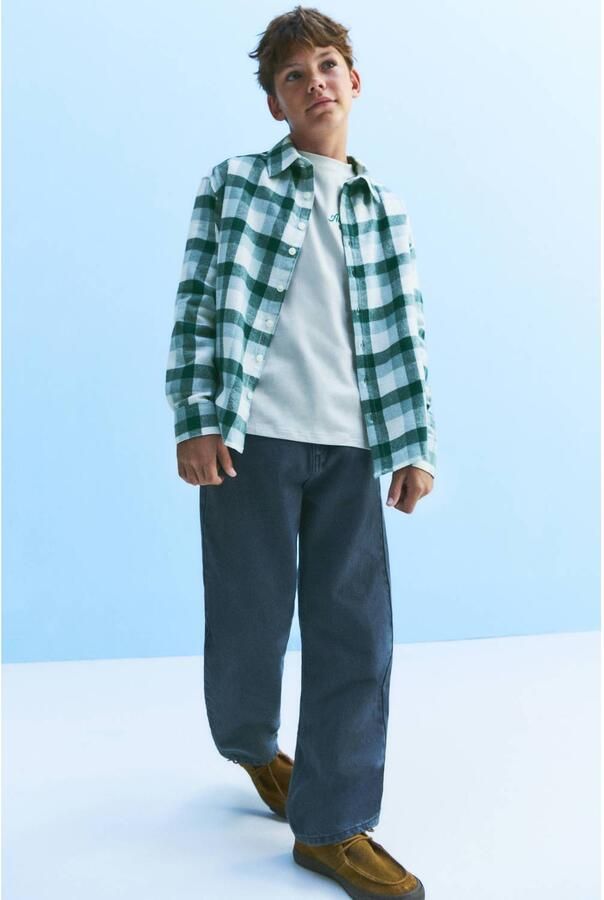 Mango Kids geruit overhemd blauw wit