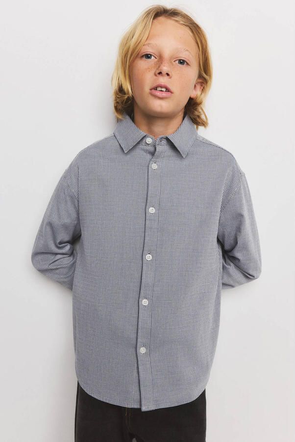 Mango Kids geruit overhemd grijs - Foto 3