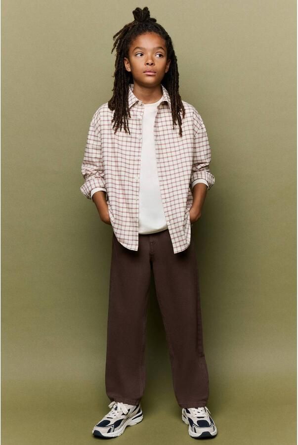 Mango Kids geruit overhemd zand rood