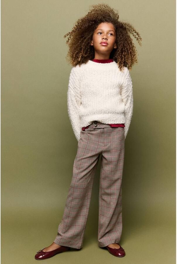 Mango Kids geruite pantalon bruin rood