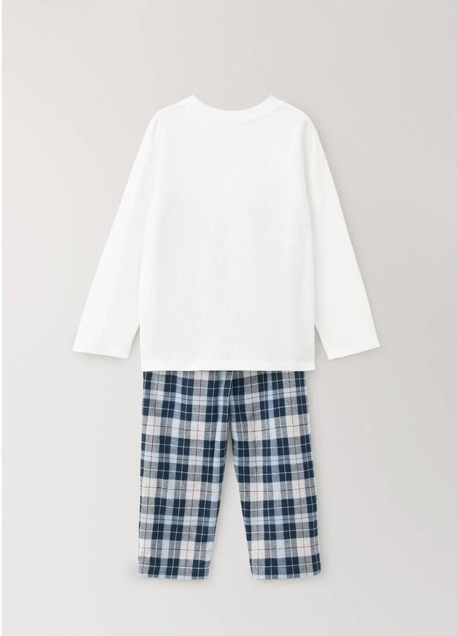 Mango Kids geruite pyjama donkerblauw Jongens Katoen Ronde hals Printopdruk - Foto 3