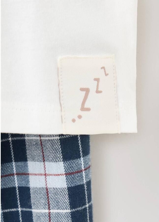 Mango Kids geruite pyjama donkerblauw Jongens Katoen Ronde hals Printopdruk - Foto 2
