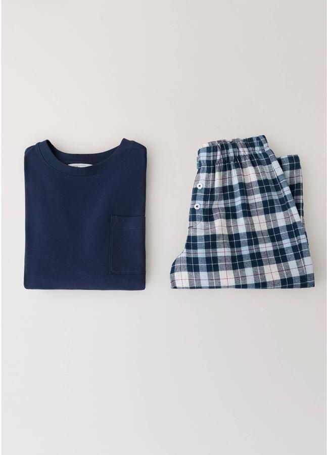 Mango Kids geruite pyjama donkerblauw Jongens Katoen Ronde hals Effen - Foto 3