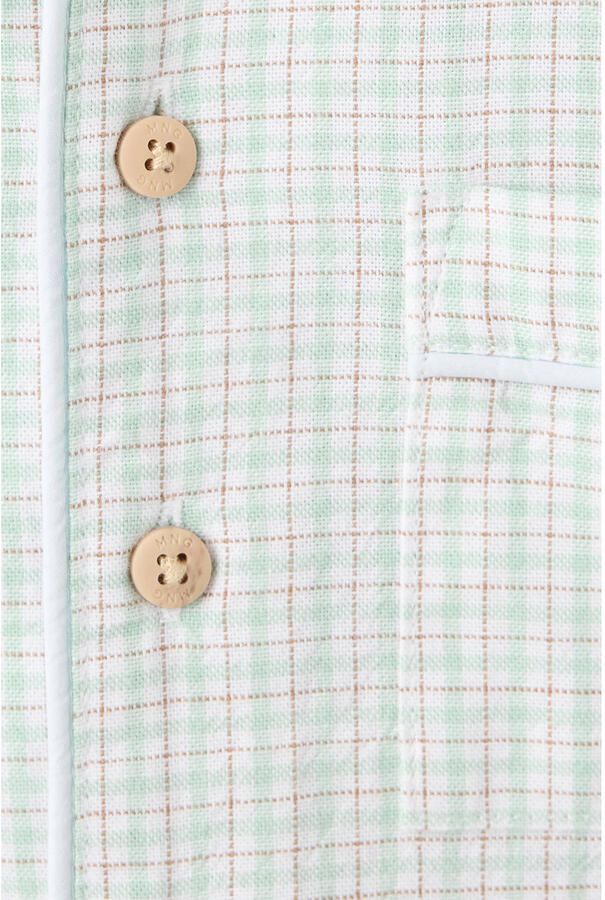 Mango Kids geruite pyjama lichtgroen - Foto 3