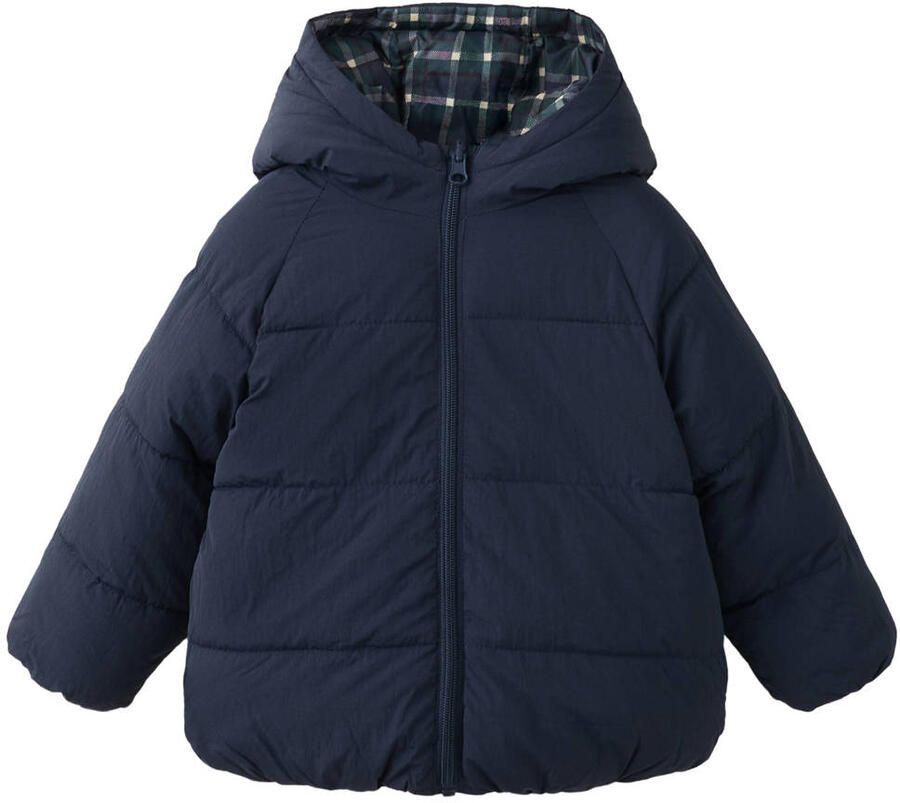 Mango Kids geruite winterjas marineblauw