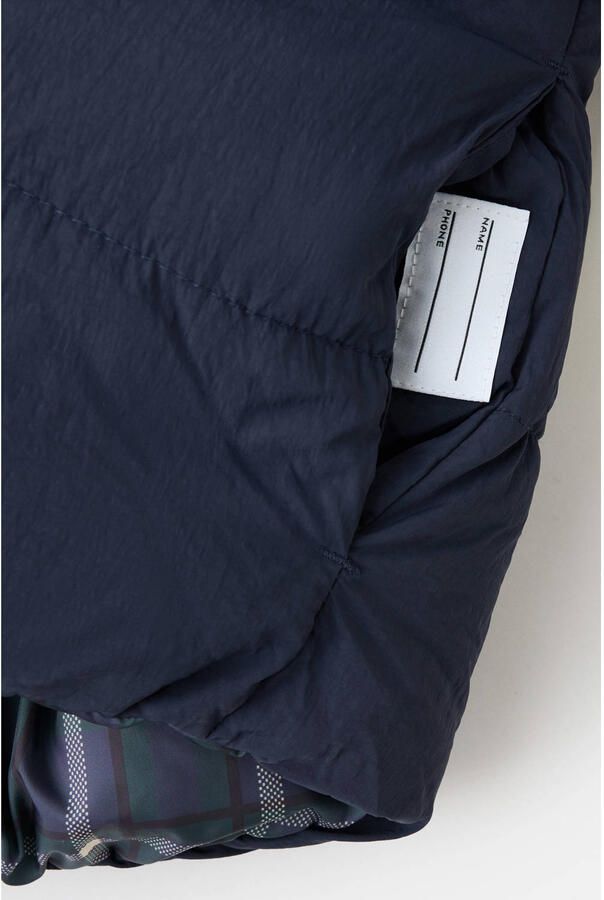 Mango Kids geruite winterjas marineblauw - Foto 2