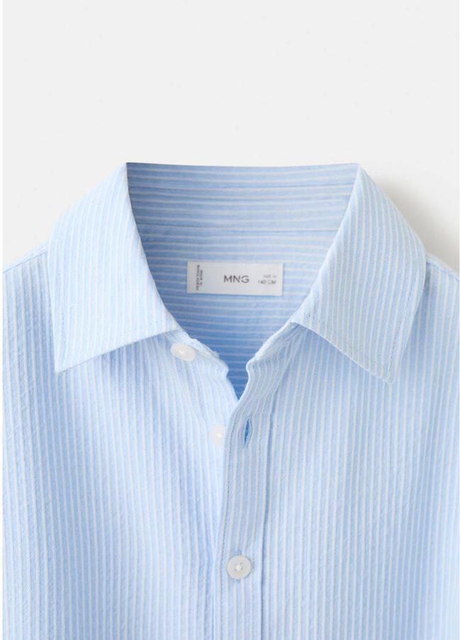 Mango Kids gestreept casual overhemd lichtblauw - Foto 3
