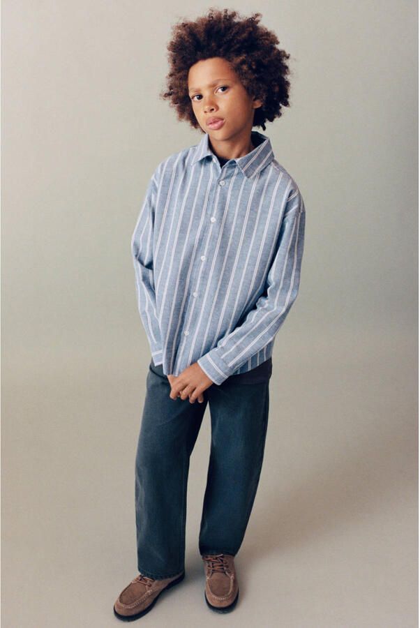 Mango Kids gestreept overhemd blauw