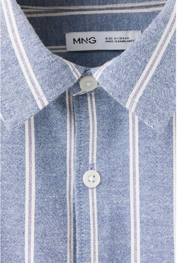 Mango Kids gestreept overhemd blauw - Foto 3