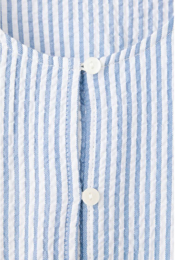 Mango Kids gestreepte blouse met ruches lichtblauw - Foto 2