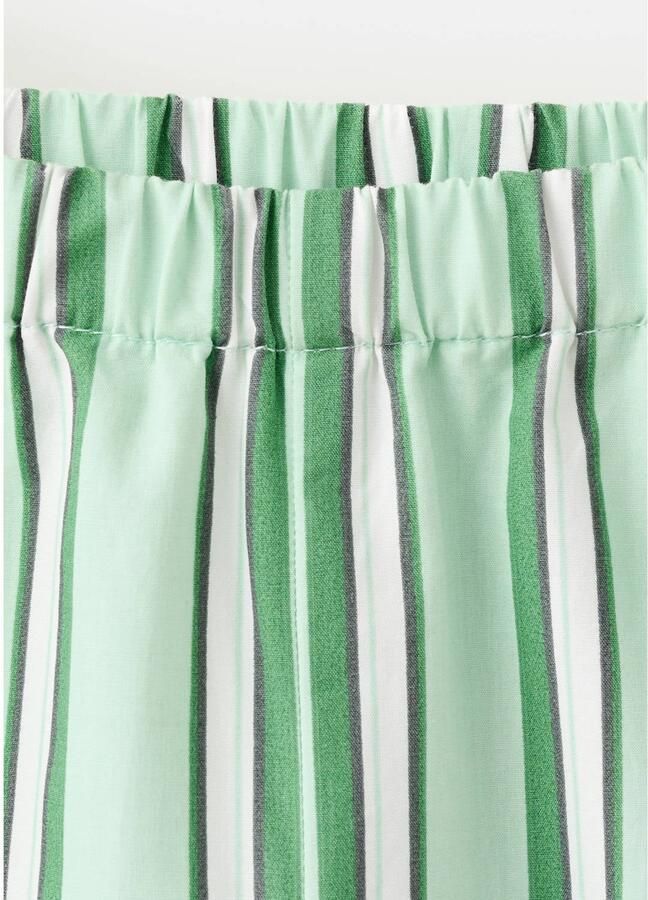 Mango Kids gestreepte broek met ruches lichtgroen - Foto 2