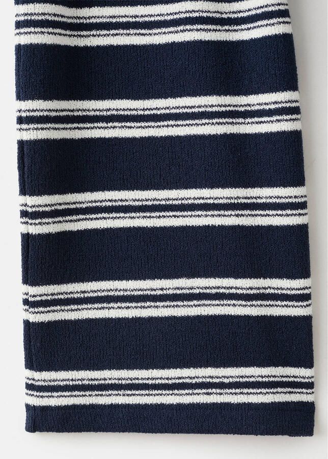 Mango Kids gestreepte casual broek donkerblauw gebreid