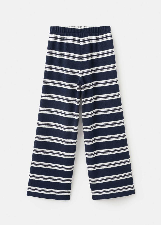 Mango Kids gestreepte casual broek donkerblauw gebreid - Foto 2