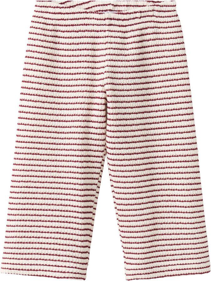 Mango Kids gestreepte casual broek rood met textuur