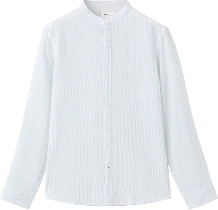 Mango Kids gestreepte casual overhemd met linnen lichtblauw