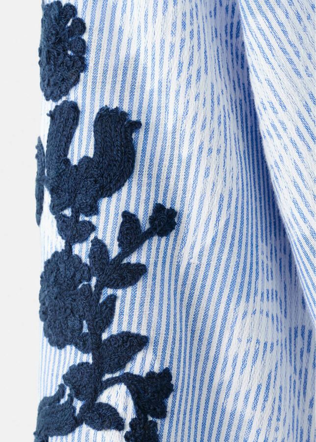 Mango Kids gestreepte gebloemde blousetop lichtblauw - Foto 3