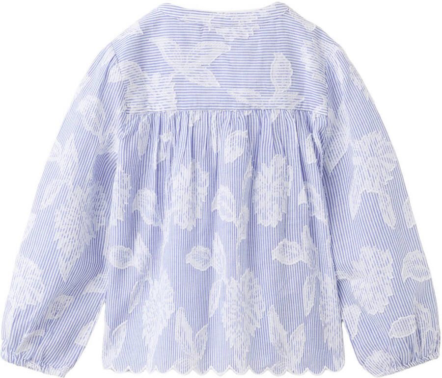 Mango Kids gestreepte gebloemde blousetop lichtblauw - Foto 2