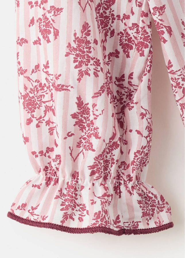 Mango Kids gestreepte gebloemde blousetop roze - Foto 3