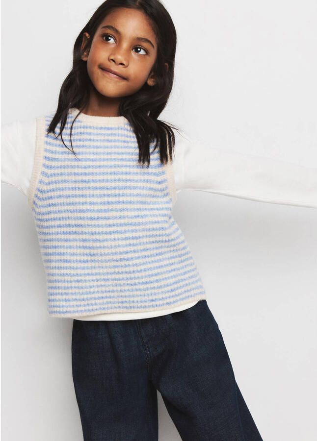 Mango Kids gestreepte gebreide top lichtblauw - Foto 3