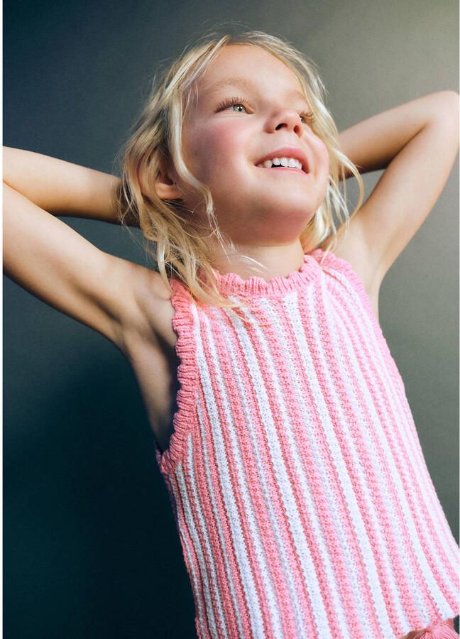 Mango Kids gestreepte gebreide top roze - Foto 2