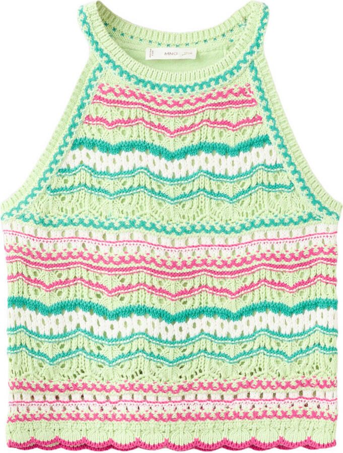 Mango Kids gestreepte haltertop lichtgroen